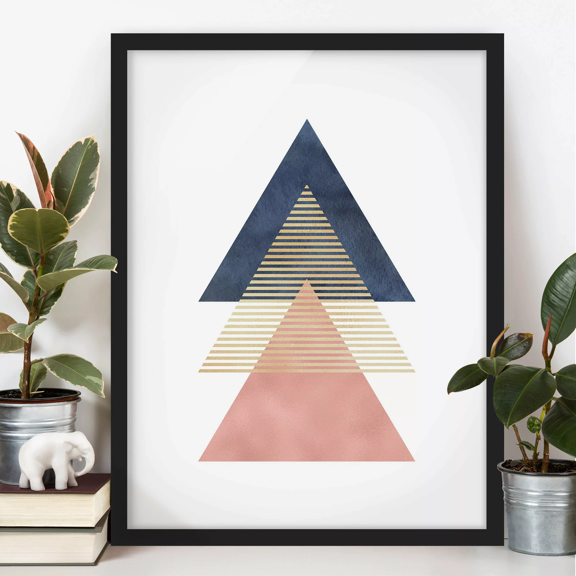 Bild mit Rahmen Drei Dreiecke günstig online kaufen