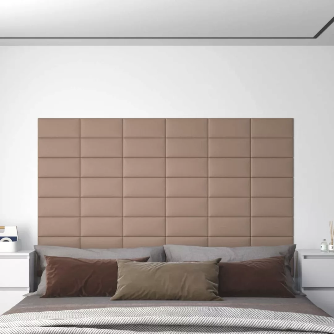 Vidaxl Wandpaneele 12 Stk. Cappuccino-braun 30x15cm Kunstleder 0,54 M² günstig online kaufen