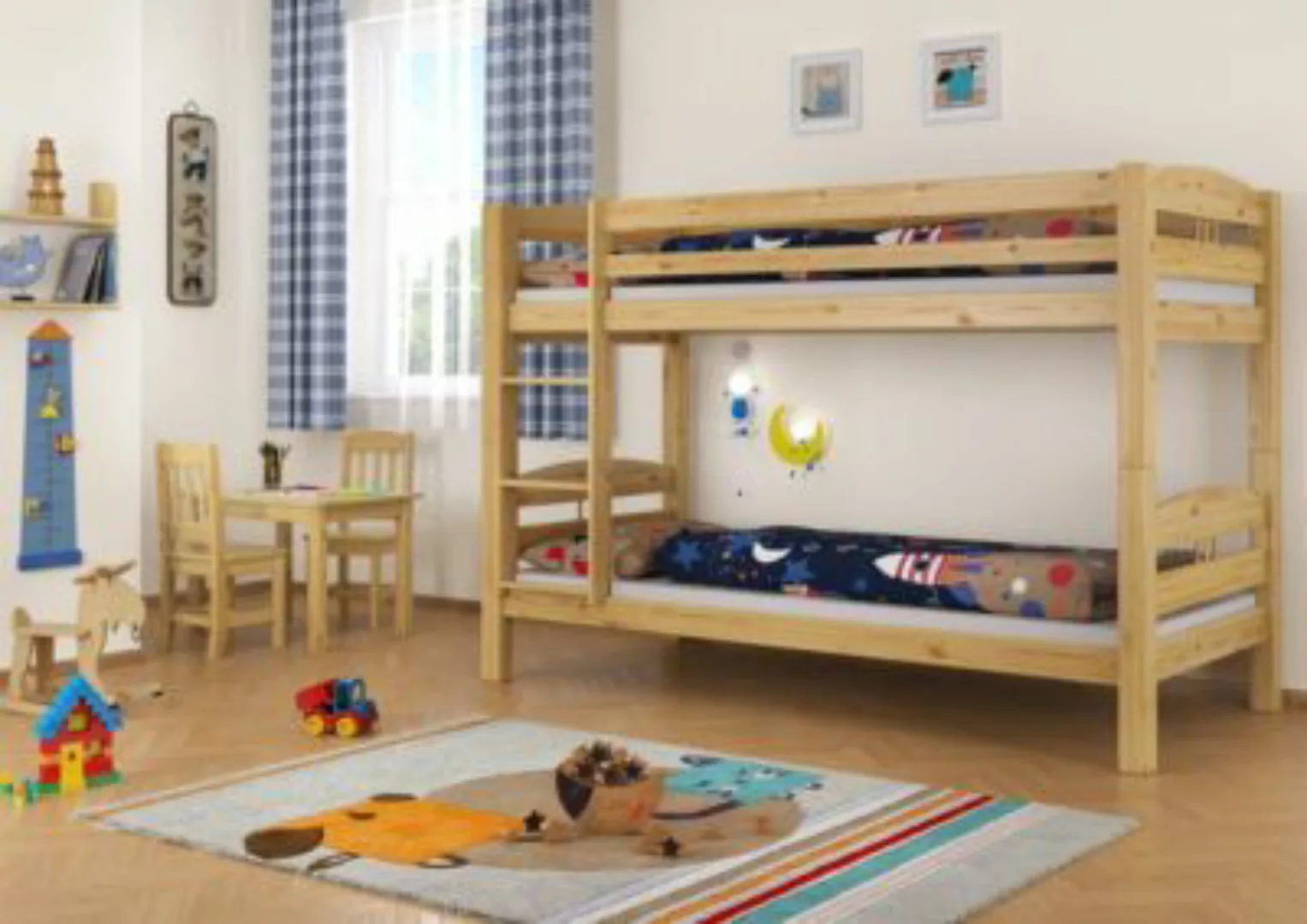 ERST-HOLZ Etagenbett Kinderetagenbett massiv Kiefer Stockbett Hochbett günstig online kaufen
