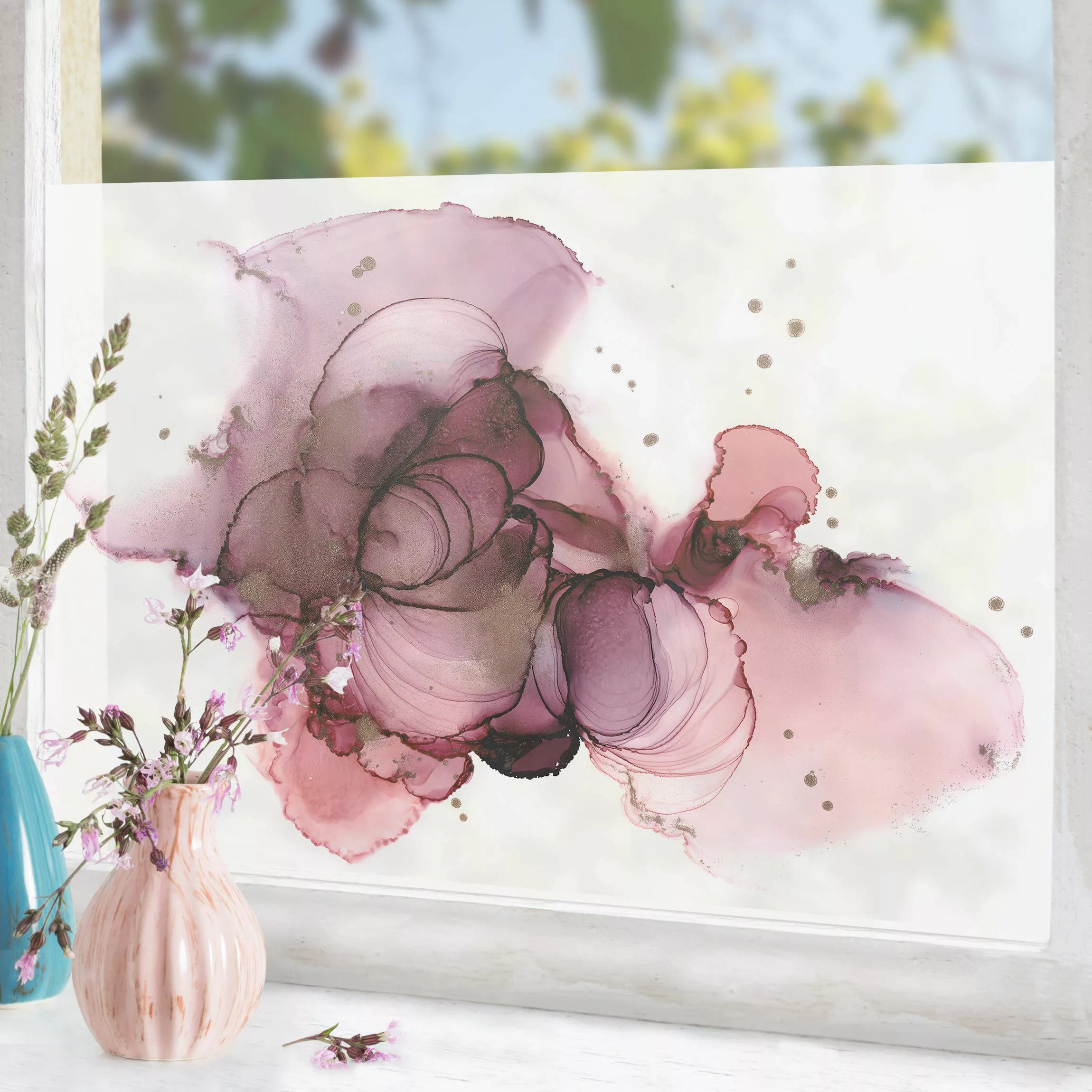 Fensterfolie Fließende Reinheit in Violett günstig online kaufen
