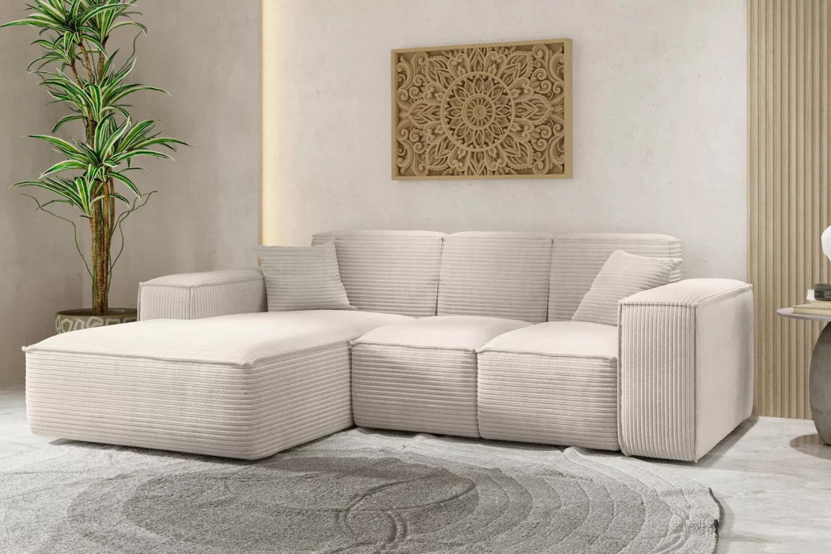 Kaiser Möbel Ottomane Ecksofa, Eckcouch L form, Wohnzimmer Couch SIENA stof günstig online kaufen