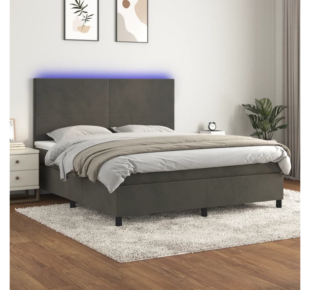 vidaXL Boxspringbett Boxspringbett mit Matratze LED Dunkelgrau 180x200 cm S günstig online kaufen