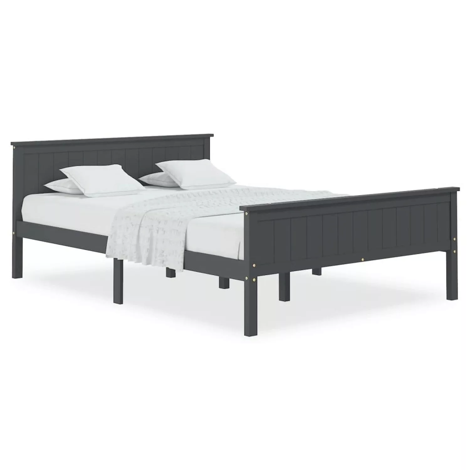 vidaXL Bettgestell Massivholzbett Grau Kiefer 160x200 cm Bett Bettgestell D günstig online kaufen