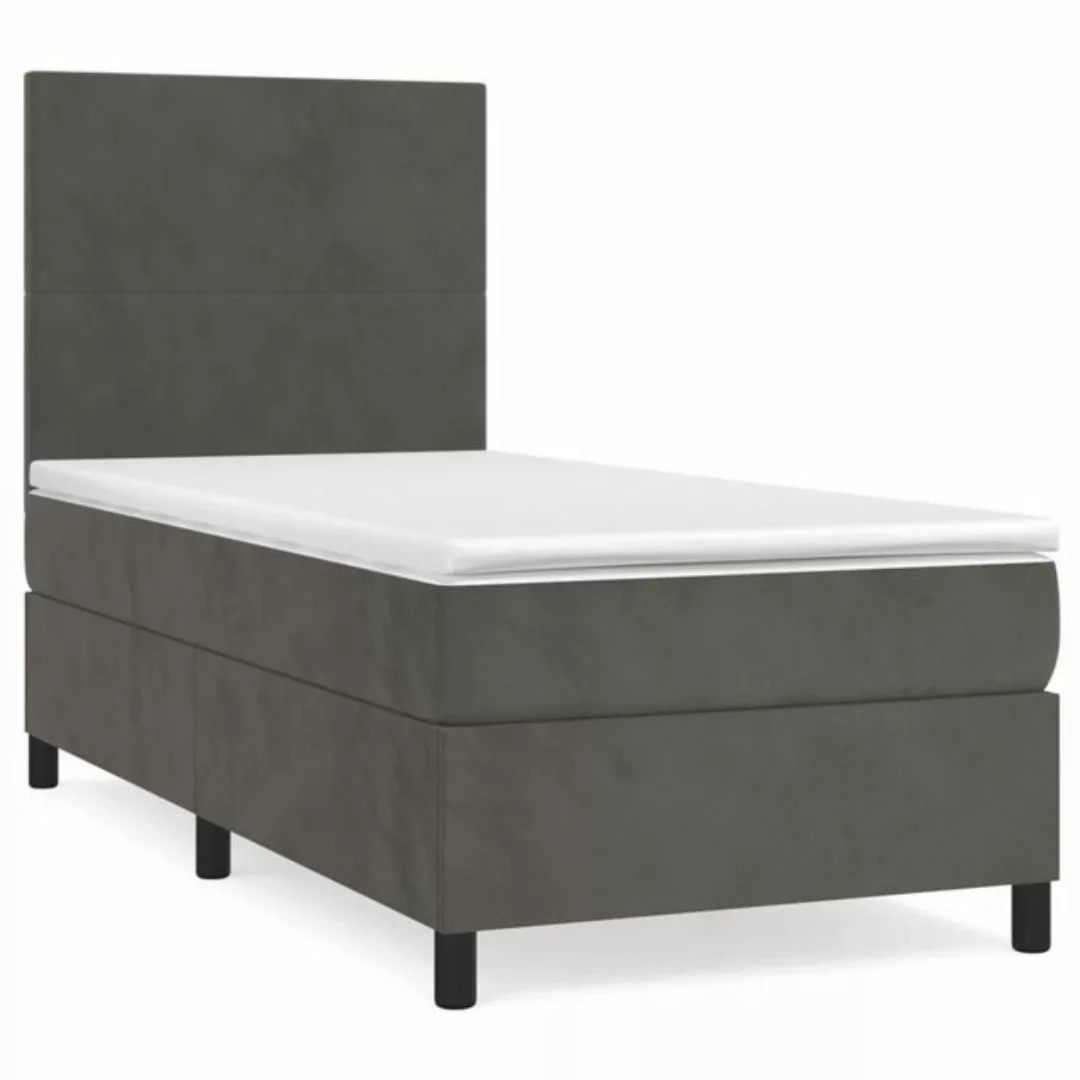 vidaXL Bettgestell Boxspringbett mit Matratze Dunkelgrau 90x190 cm Samt Bet günstig online kaufen