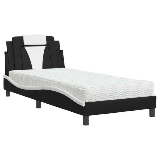 vidaXL Bett Bett mit Matratze Schwarz und Weiß 90x190 cm Kunstleder günstig online kaufen