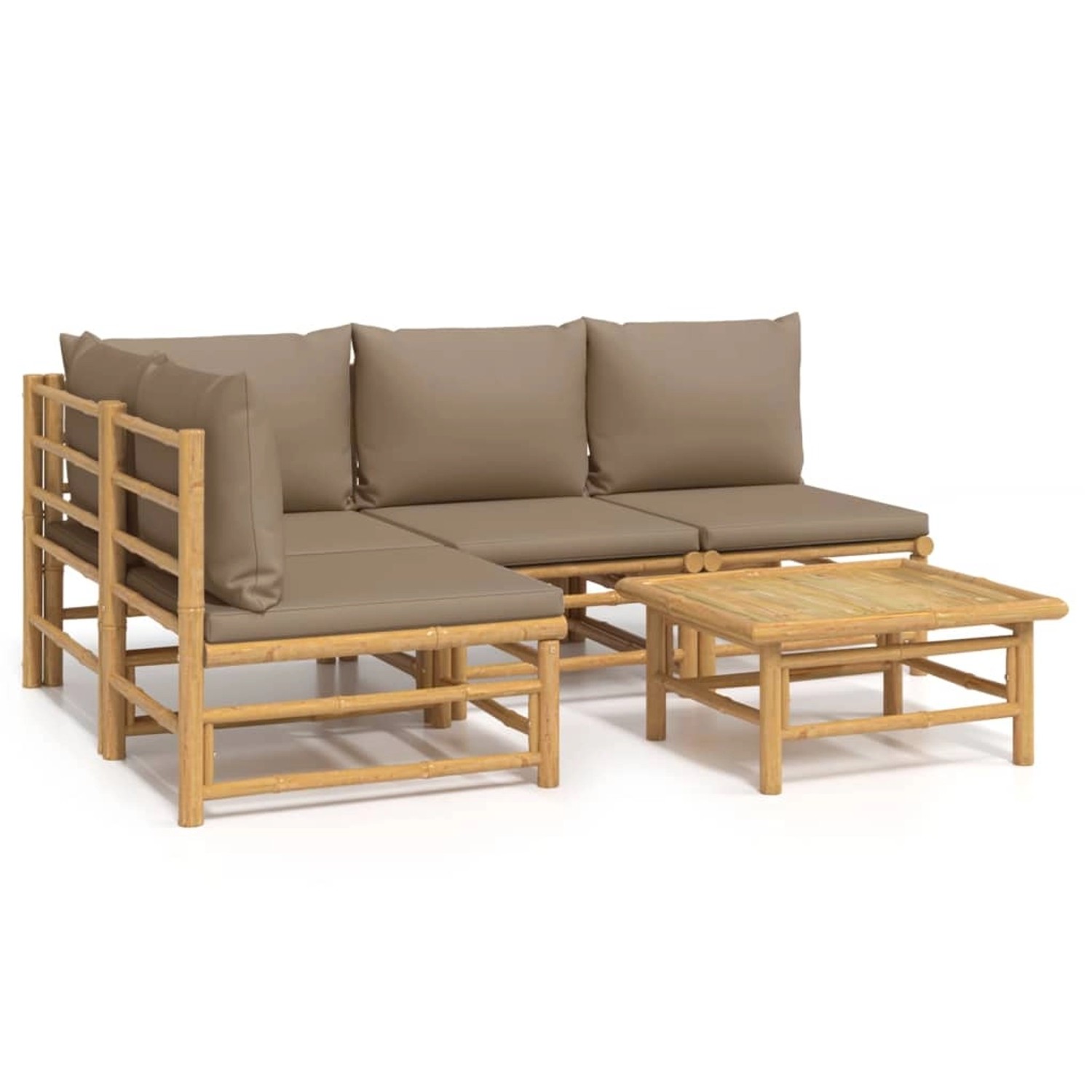 Vidaxl 5-tlg. Garten-lounge-set Mit Kissen Taupe Bambus günstig online kaufen