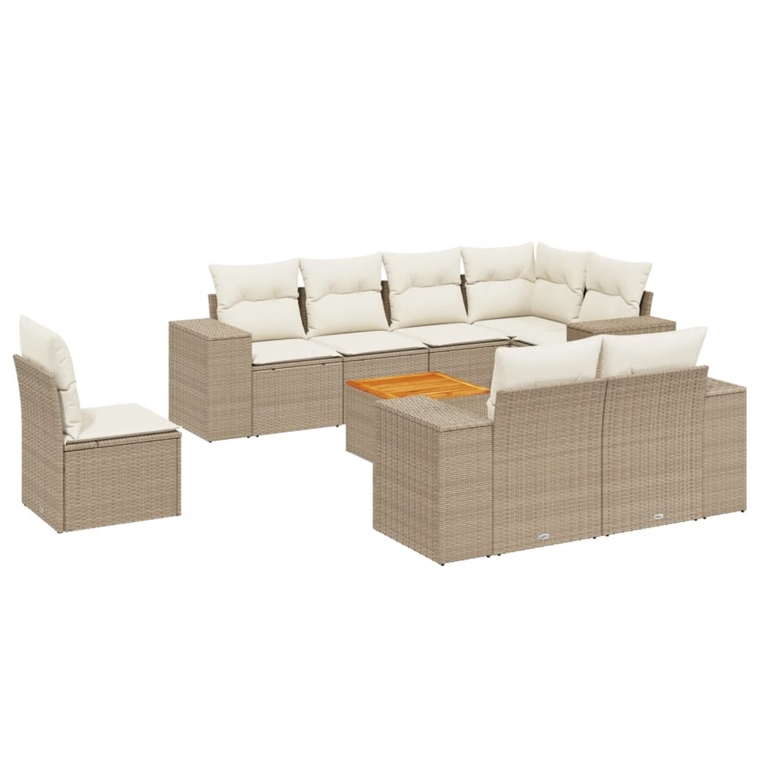 vidaXL 9-Tlg Garten-Sofagarnitur mit Kissen Beige Poly Rattan 3257871 günstig online kaufen