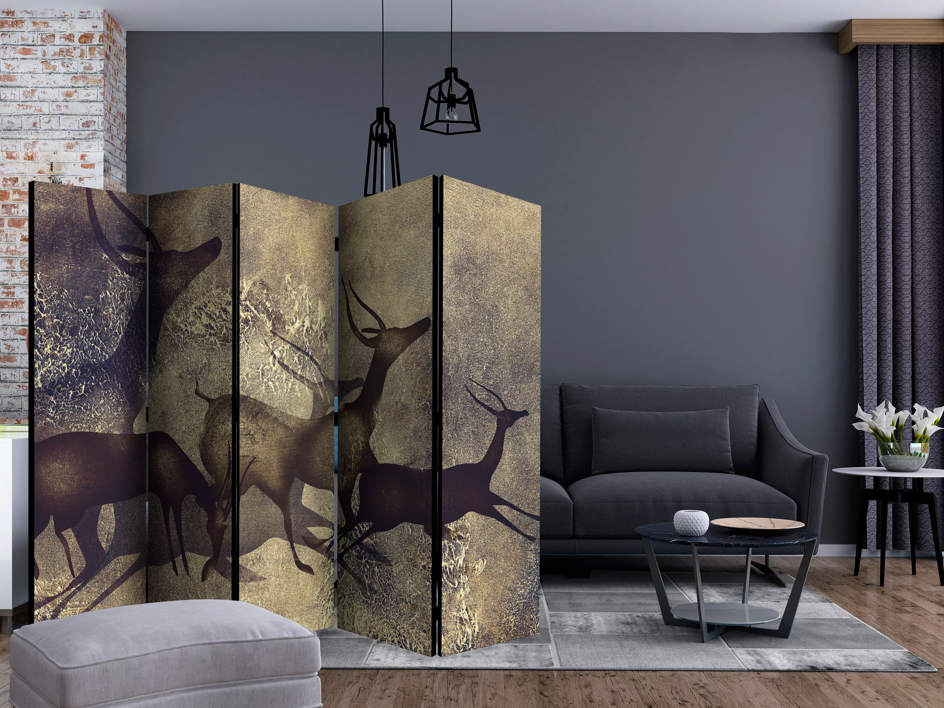 5-teiliges Paravent - Antelopes Ii [room Dividers] günstig online kaufen