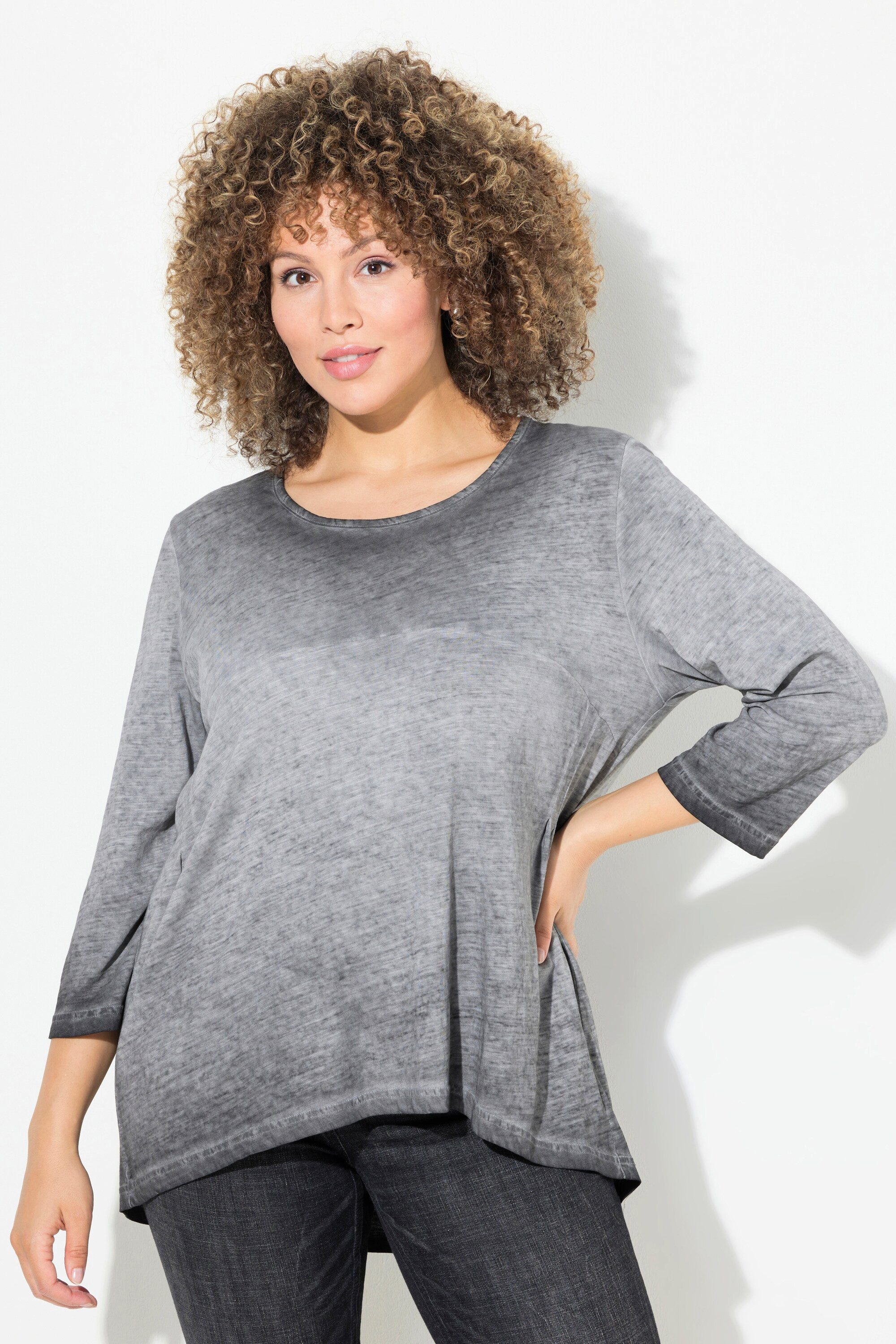Ulla Popken Longshirt Shirt Zierfalten A-Linie günstig online kaufen