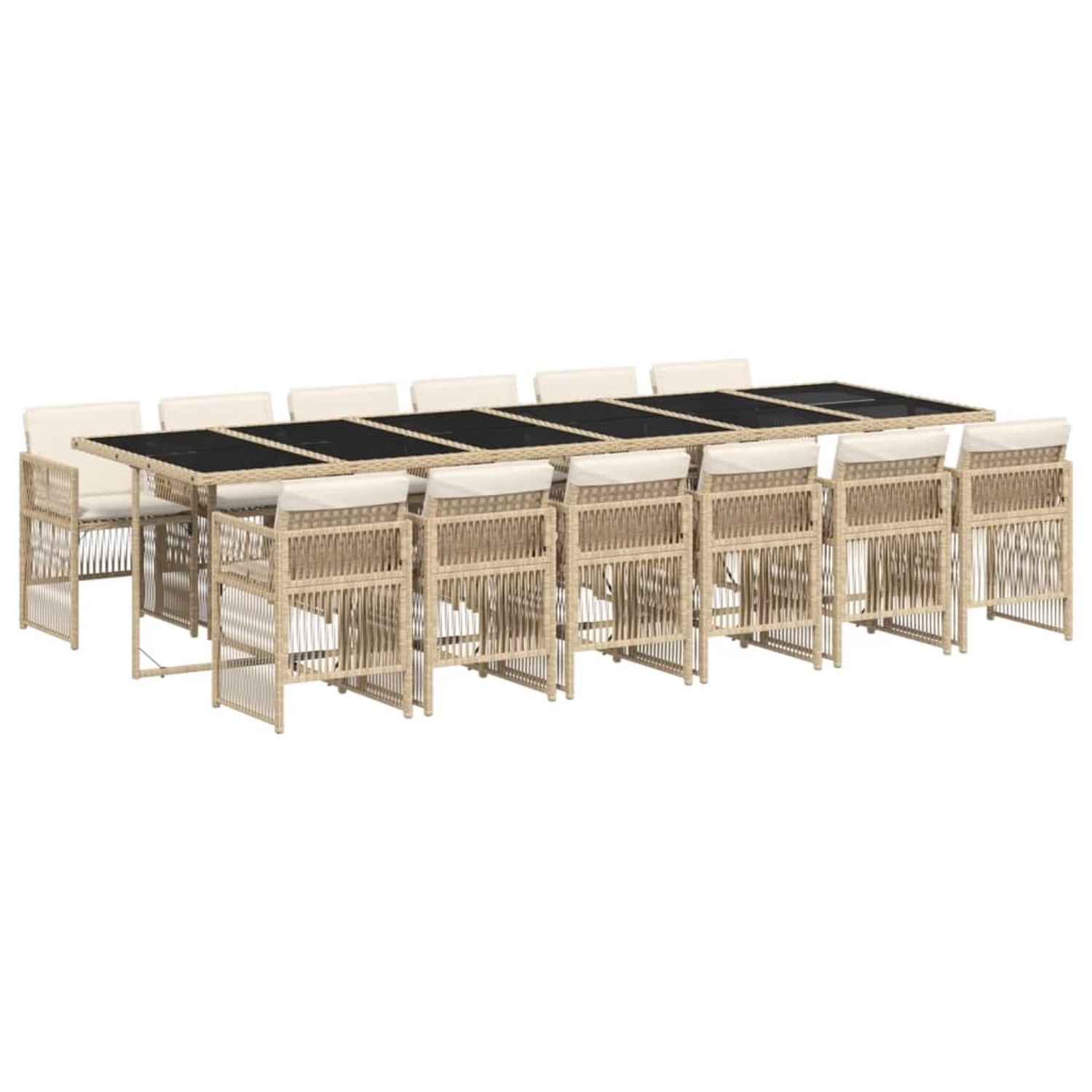 vidaXL 13-Tlg Garten-Essgruppe mit Kissen Beige Poly Rattan 3210946 günstig online kaufen