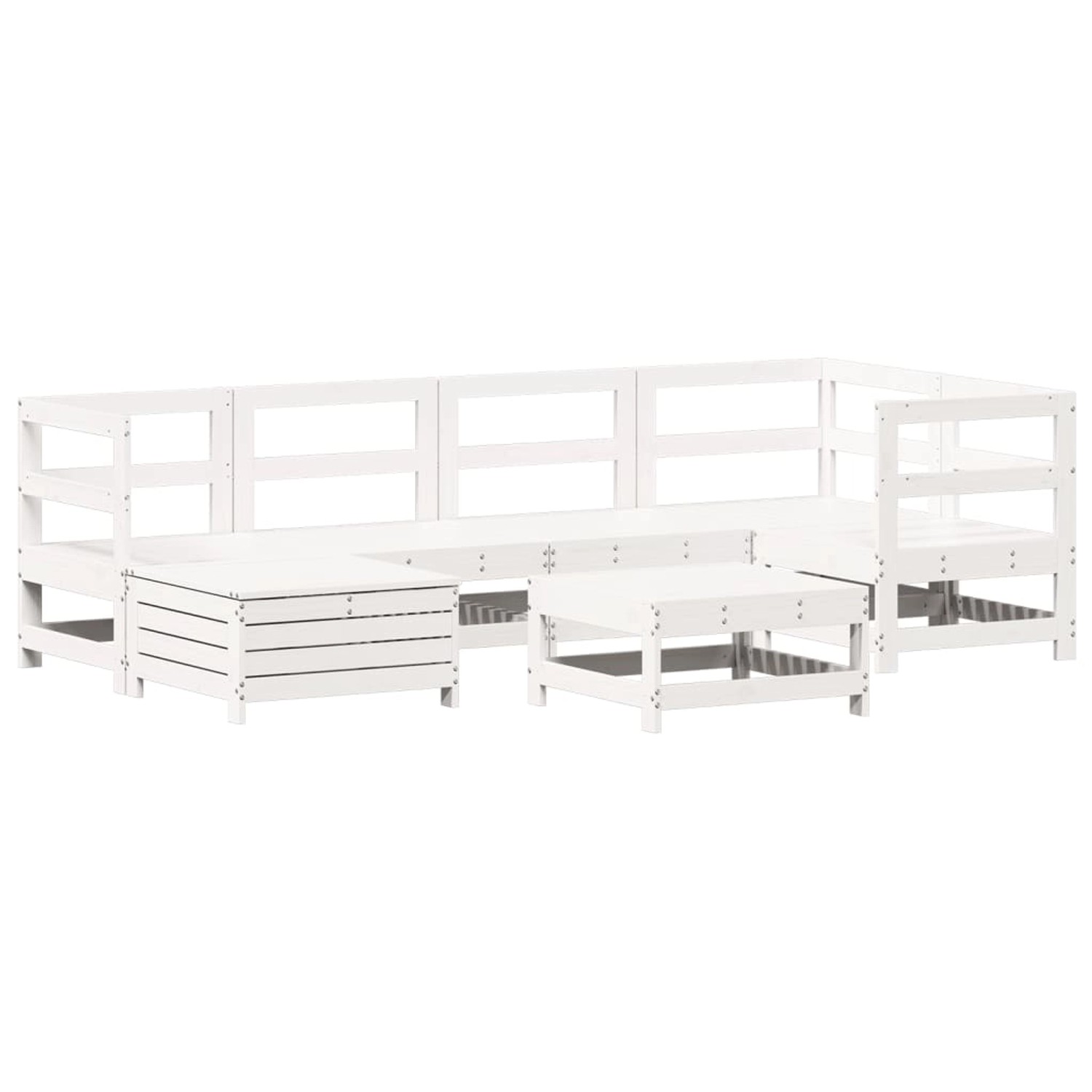 vidaXL 7-Tlg Garten-Sofagarnitur Weiß Massivholz Kiefer 3250909 günstig online kaufen