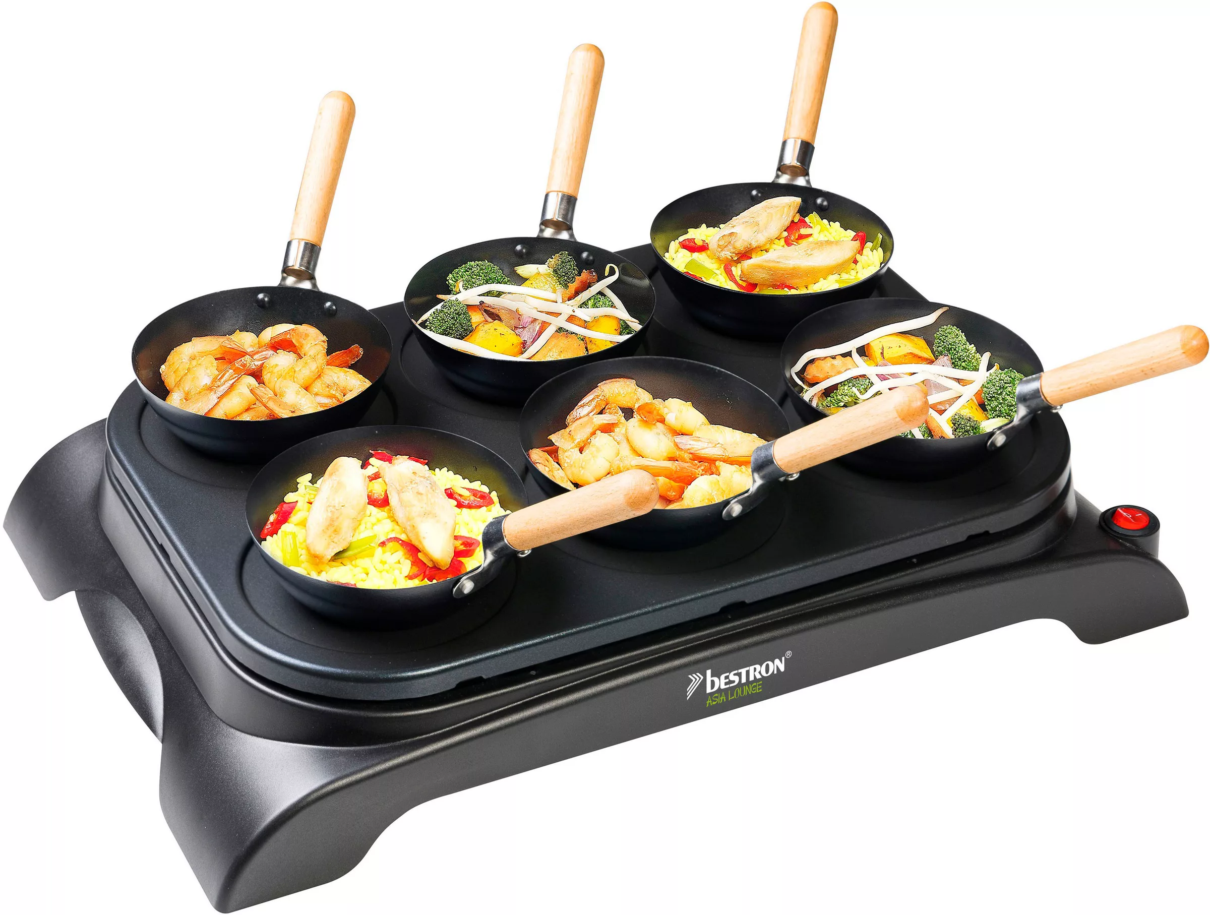 bestron Raclette »AWS600«, 6 St. Raclettepfännchen, 1000 W, Mini Wok Pfanne günstig online kaufen