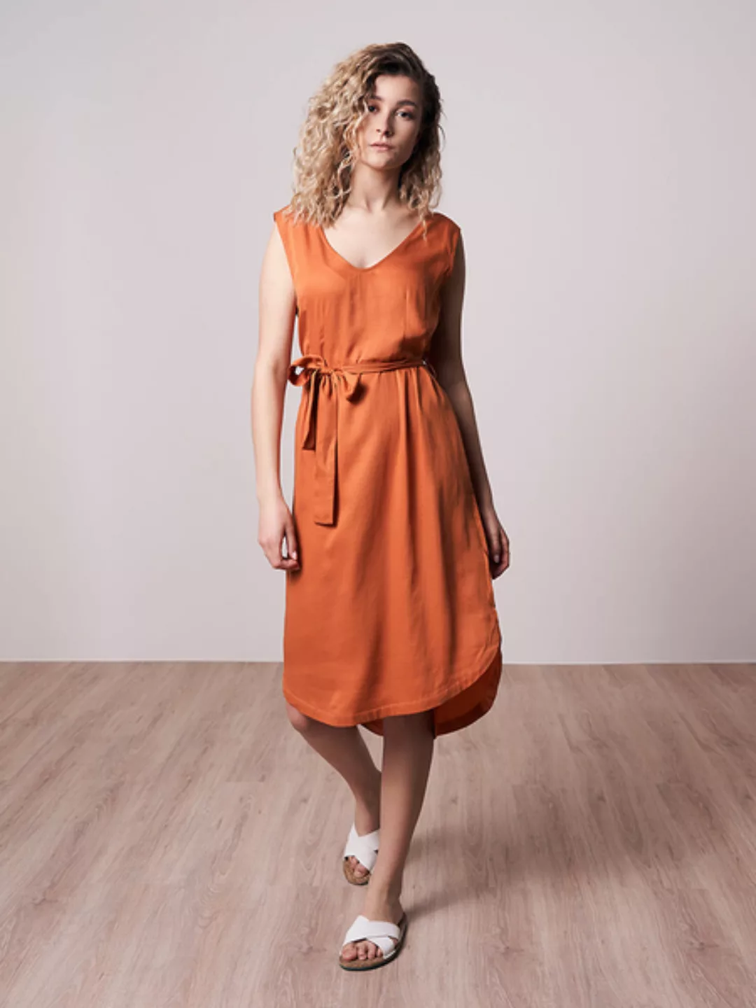 Light-breeze Lyocell (Tencel) Kleid Orange günstig online kaufen