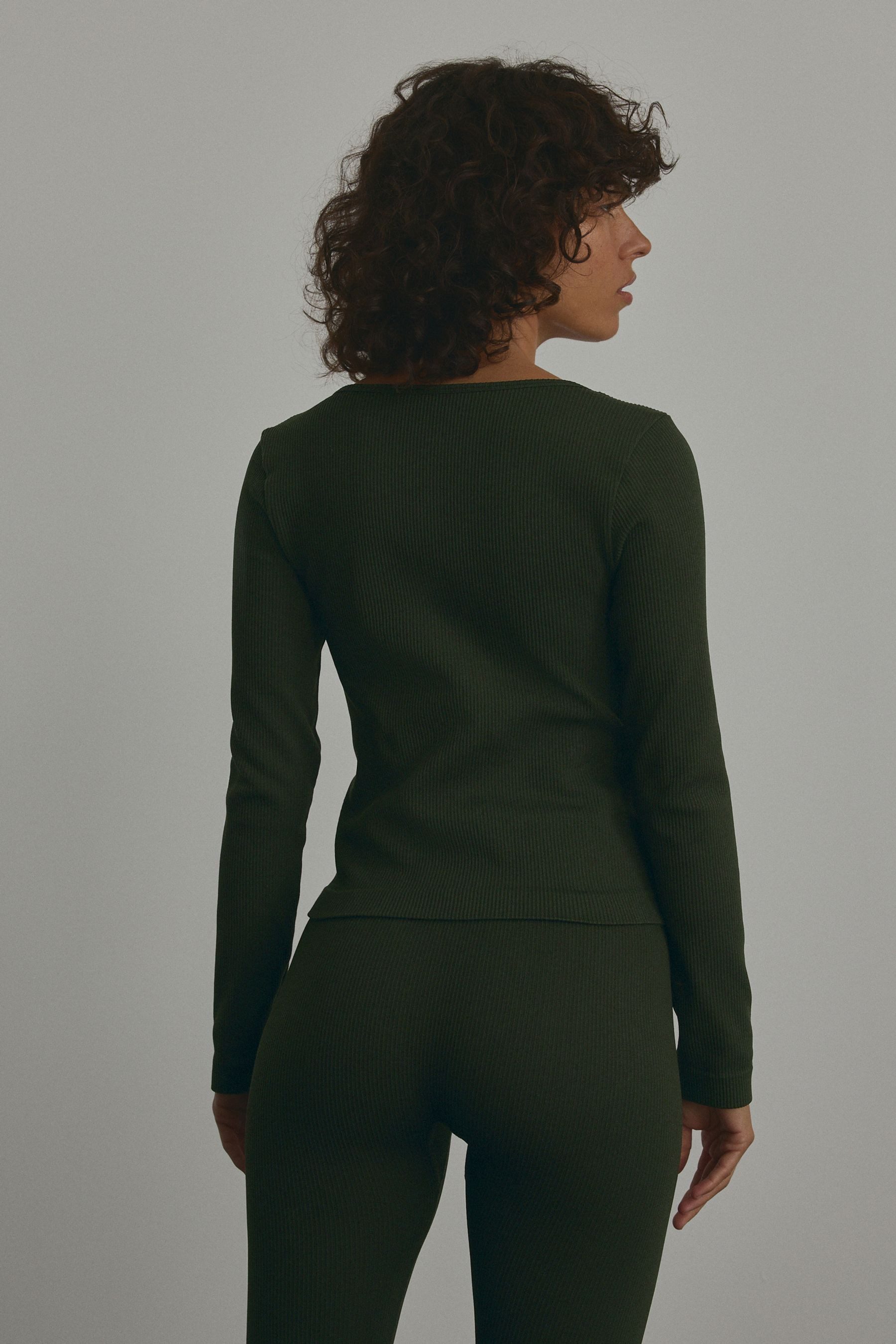Next Langarmshirt Geripptes Langarmtop mit tiefem günstig online kaufen