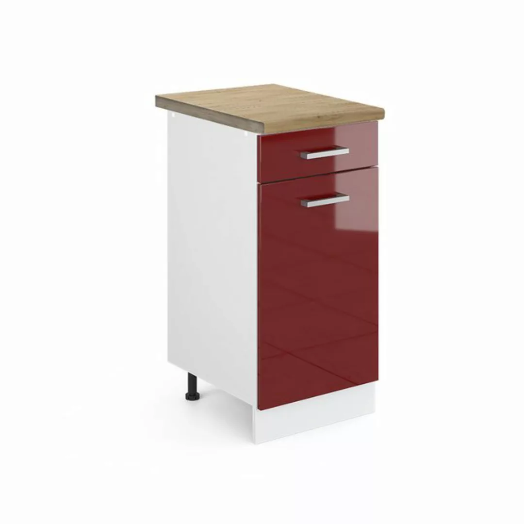 Vicco Unterschrank R-Line, Bordeaux Hochglanz/Weiß, 40 cm, AP Eiche günstig online kaufen