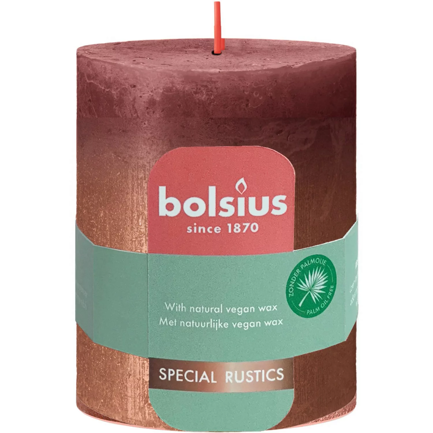 Bolsius Stumpenkerze Rustik Sunset 80/68 mm Samtrot-Kupfer günstig online kaufen