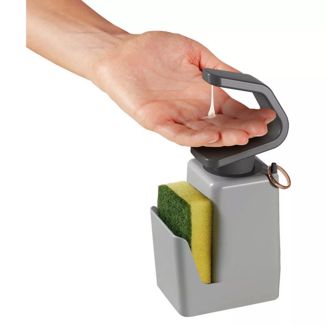 Seifenspender 400 ml mit Schwammhalter  "Soap Tex" - grau - Kunststoff - 8 günstig online kaufen