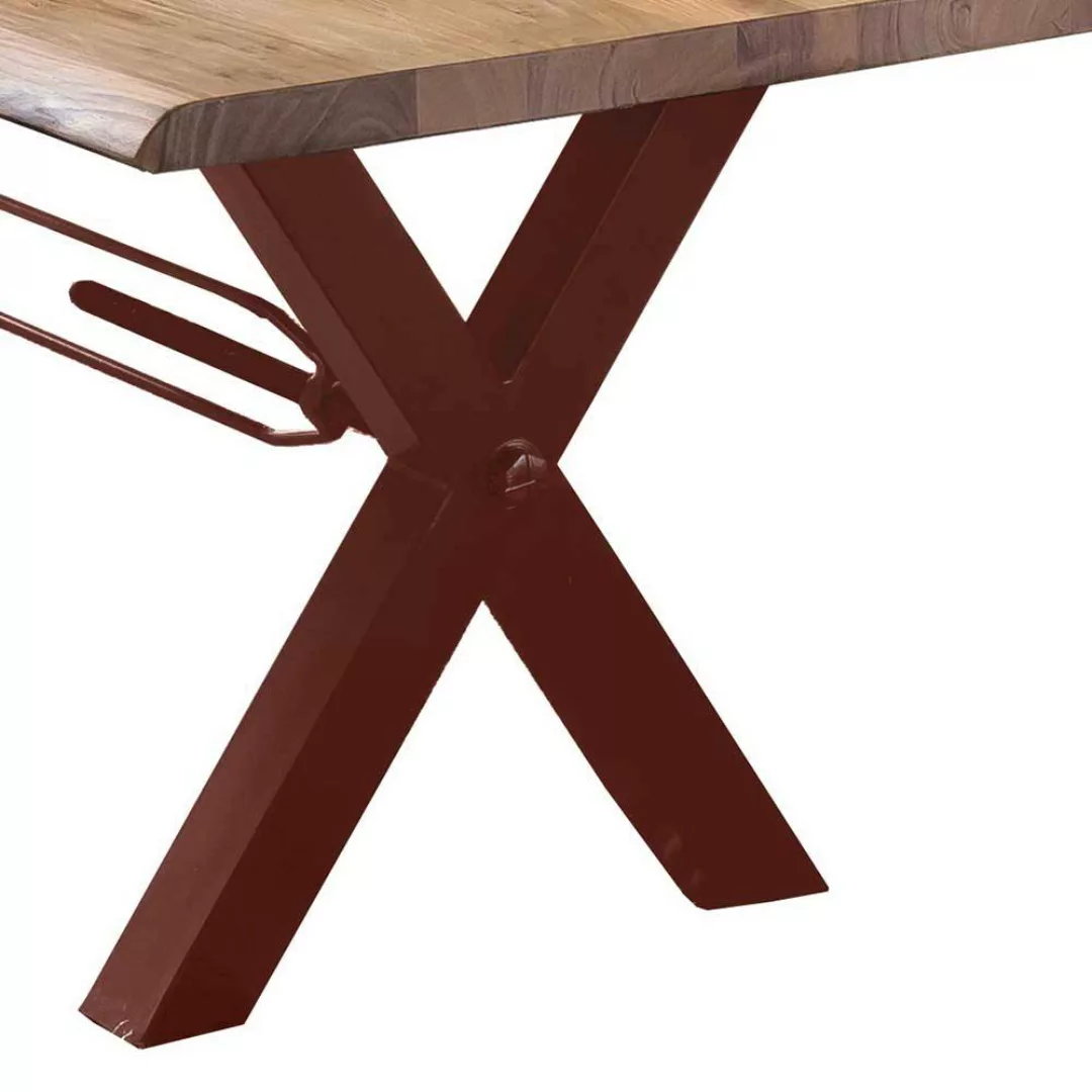 Tisch Massivholz Baumkante in Akaziefarben und Braun lackiert günstig online kaufen