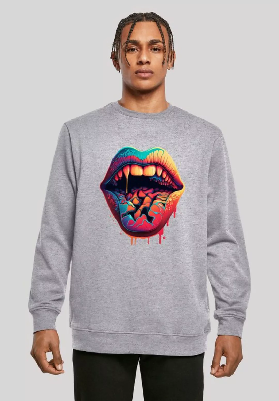 F4NT4STIC Kapuzenpullover Drooling Lips CREW Print günstig online kaufen