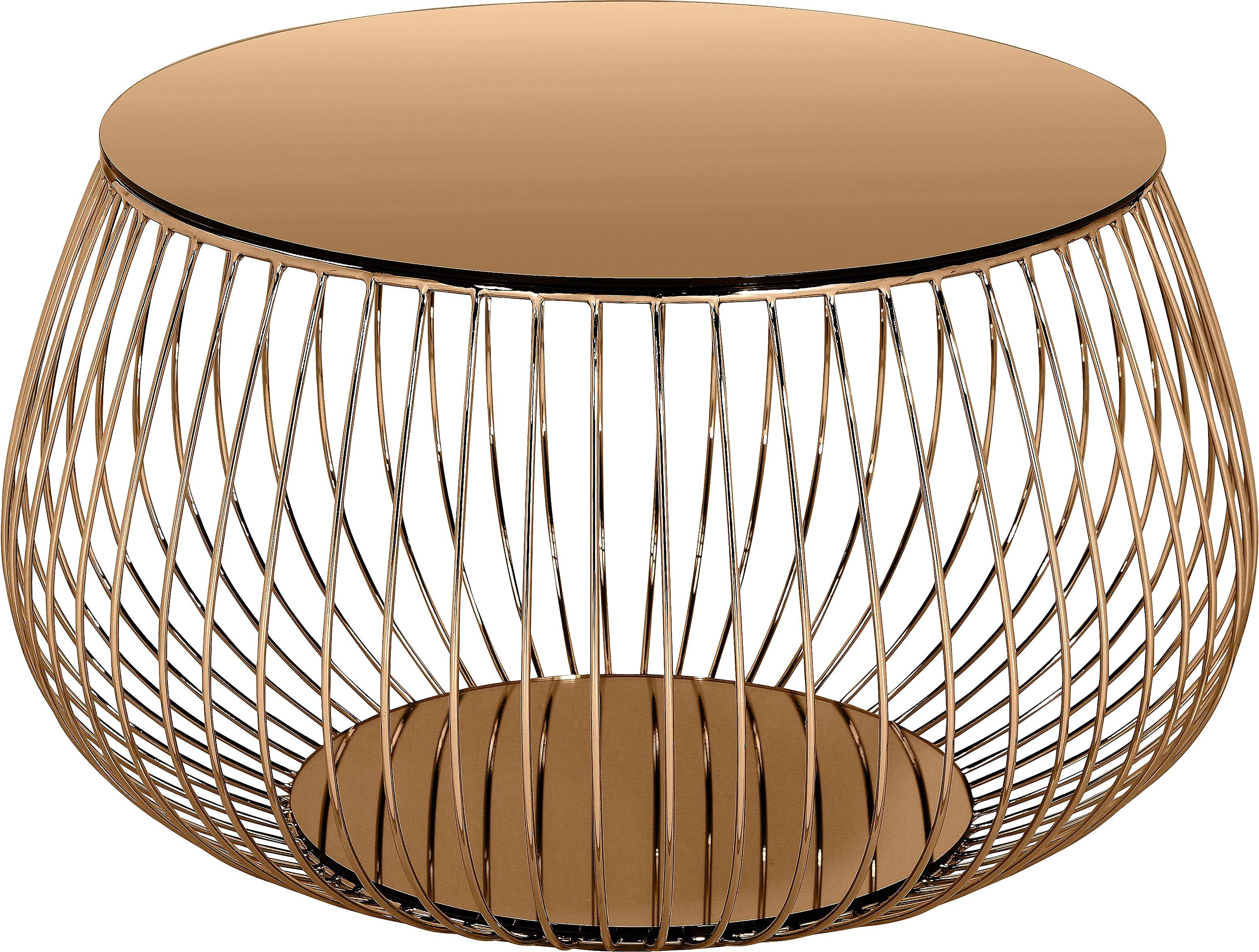 SalesFever Couchtisch, Kristallklare Eleganz mit Marmoroptik, rosegoldfarbe günstig online kaufen