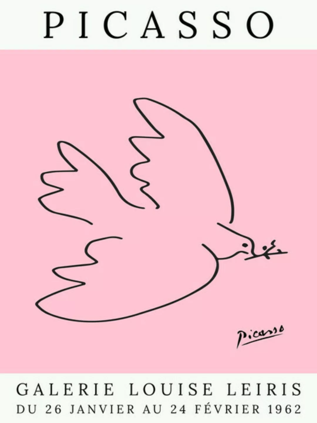 Poster / Leinwandbild - Picasso Taube – Rosa günstig online kaufen