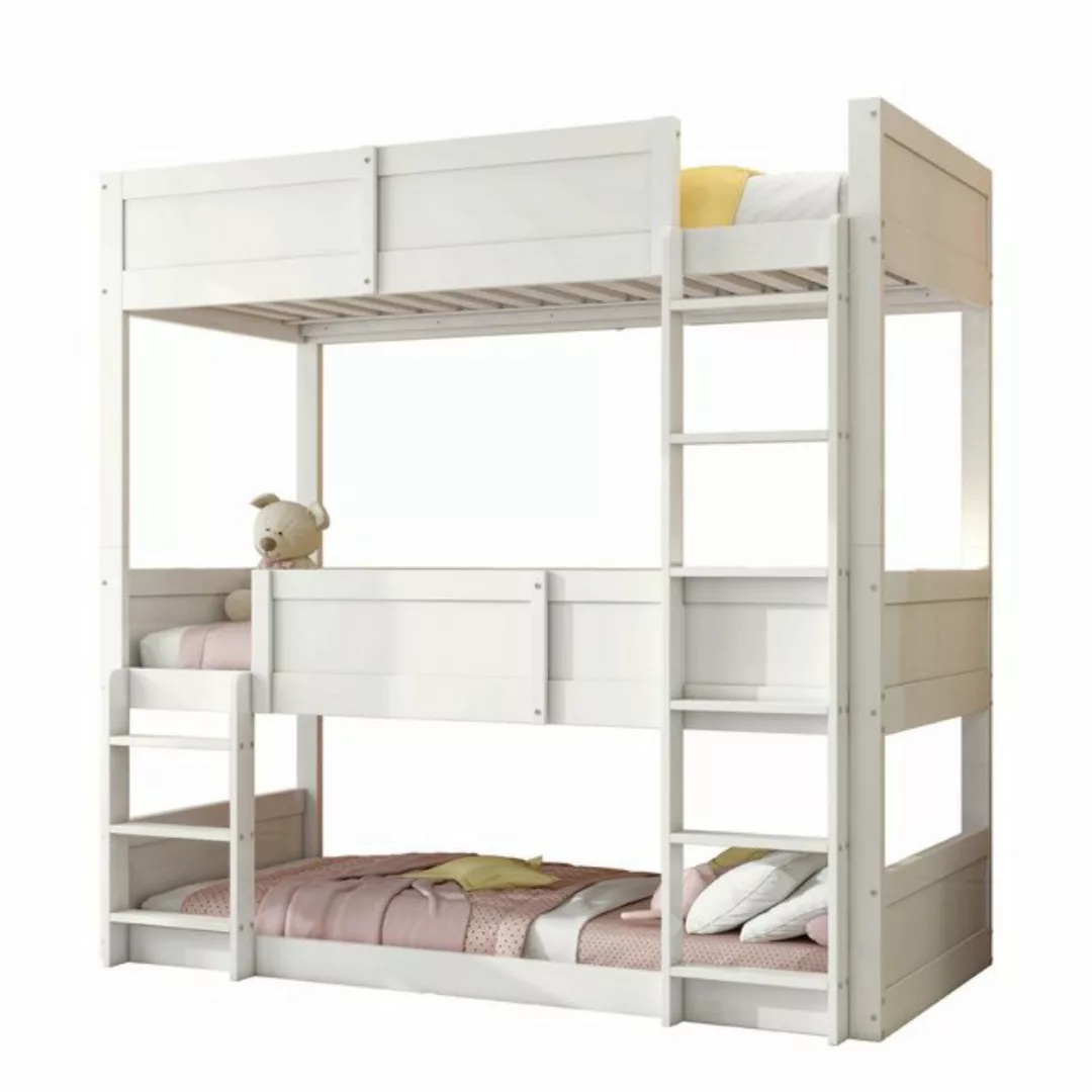 Flieks Etagenbett, umwandelbares Kinderbett Dreierbett 90x200cm mit 2 Set L günstig online kaufen