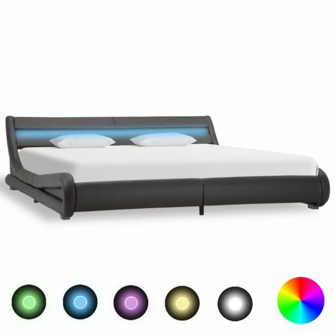 Bettgestell Mit Led Grau Kunstleder 180×200 Cm günstig online kaufen