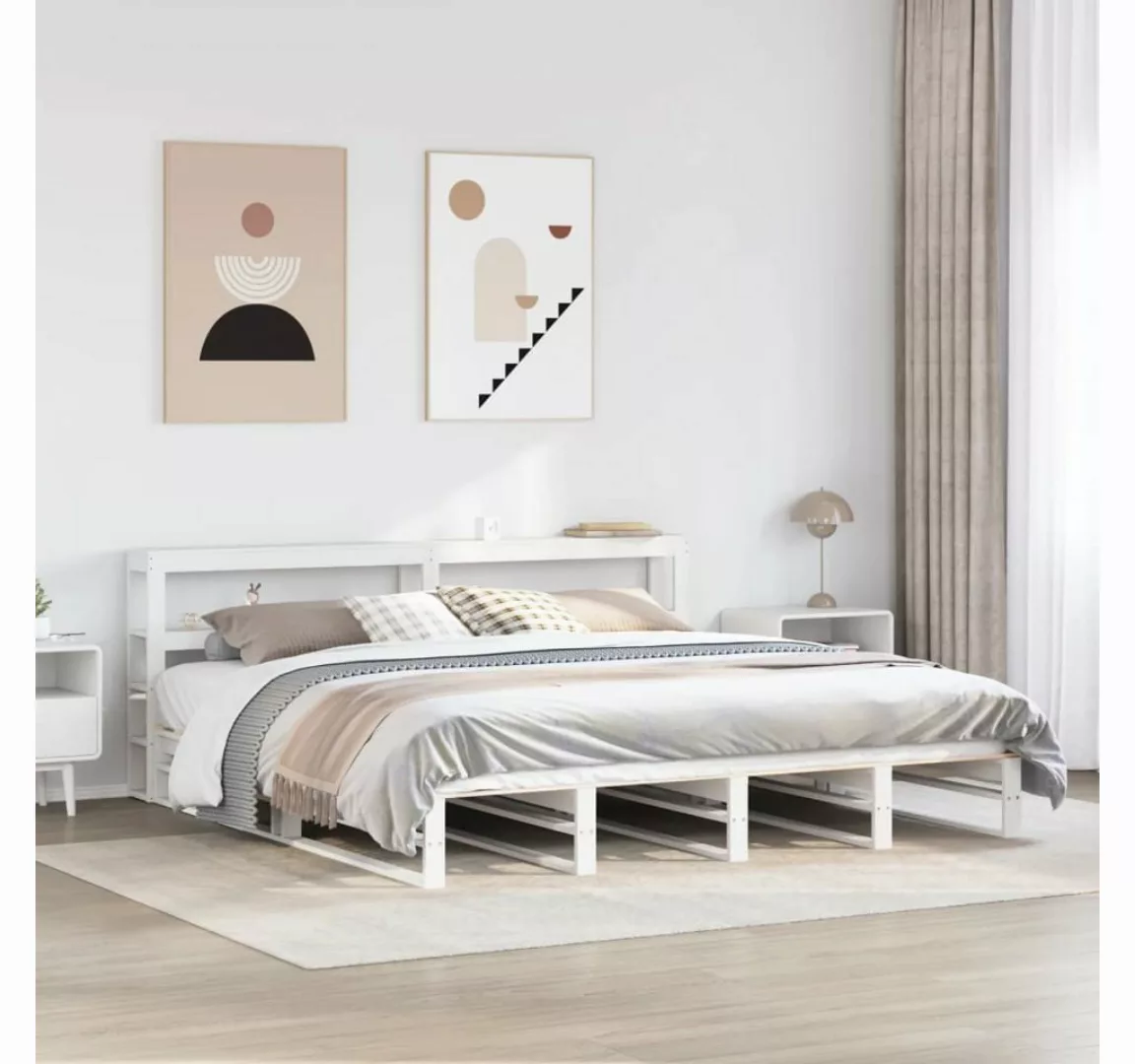 vidaXL Bett, Massivholzbett ohne Matratze Weiß 200x200 cm Kiefernholz günstig online kaufen