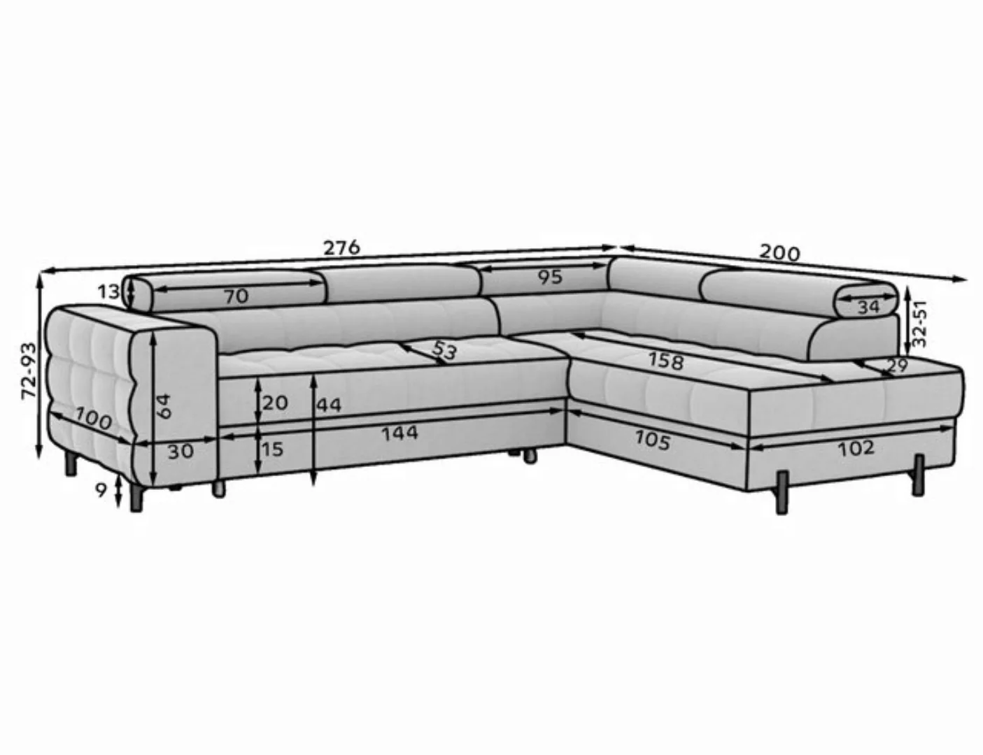 Möbel für Dich Ecksofa Ferucce 276x200x72-93 cm L-Form günstig online kaufen