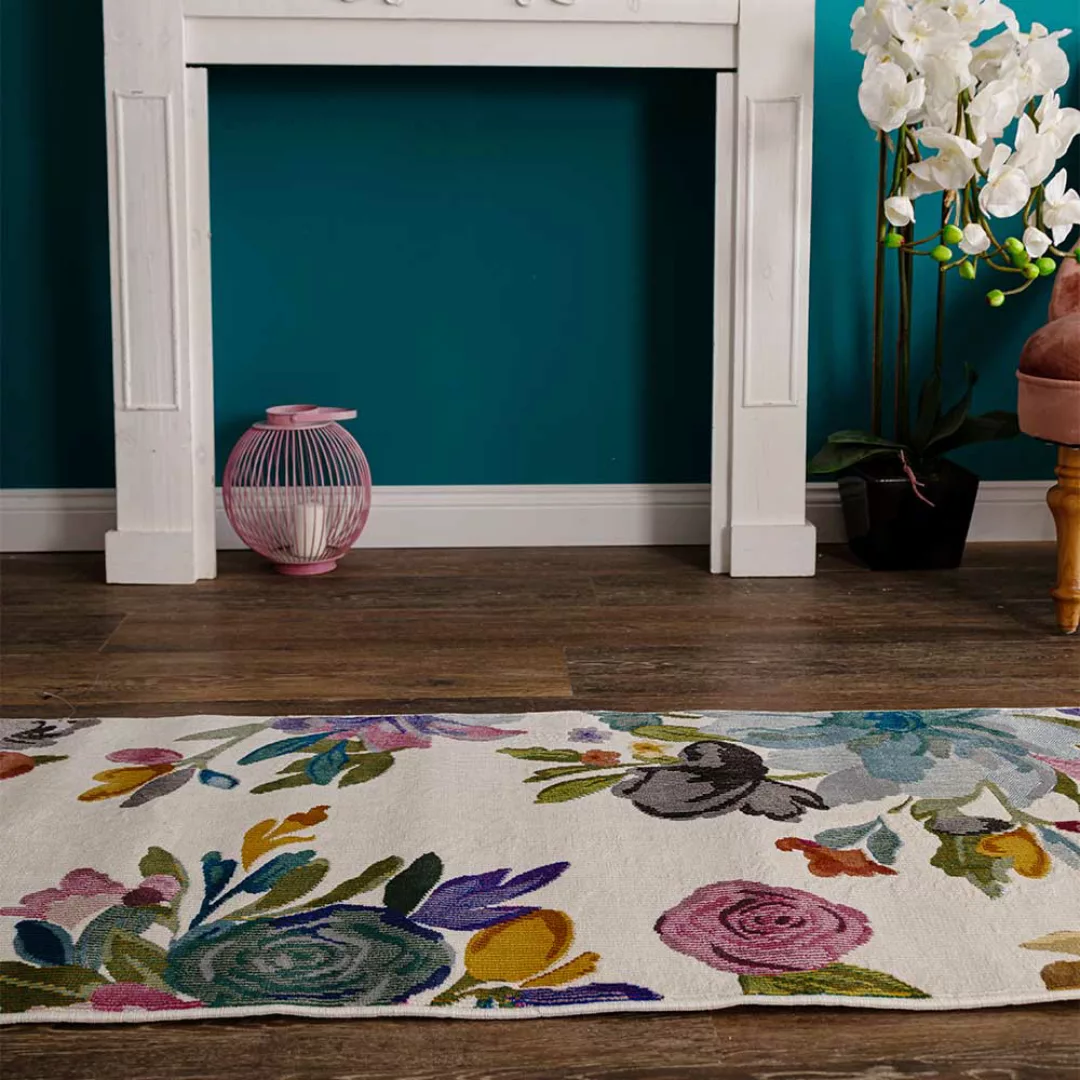 Rechteckiger Blumen Teppich aus Kurzflor modernem Design günstig online kaufen