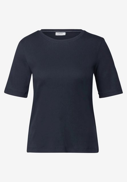 Cecil T-Shirt Basic Rippstruktur T-Shirt (1-tlg) günstig online kaufen