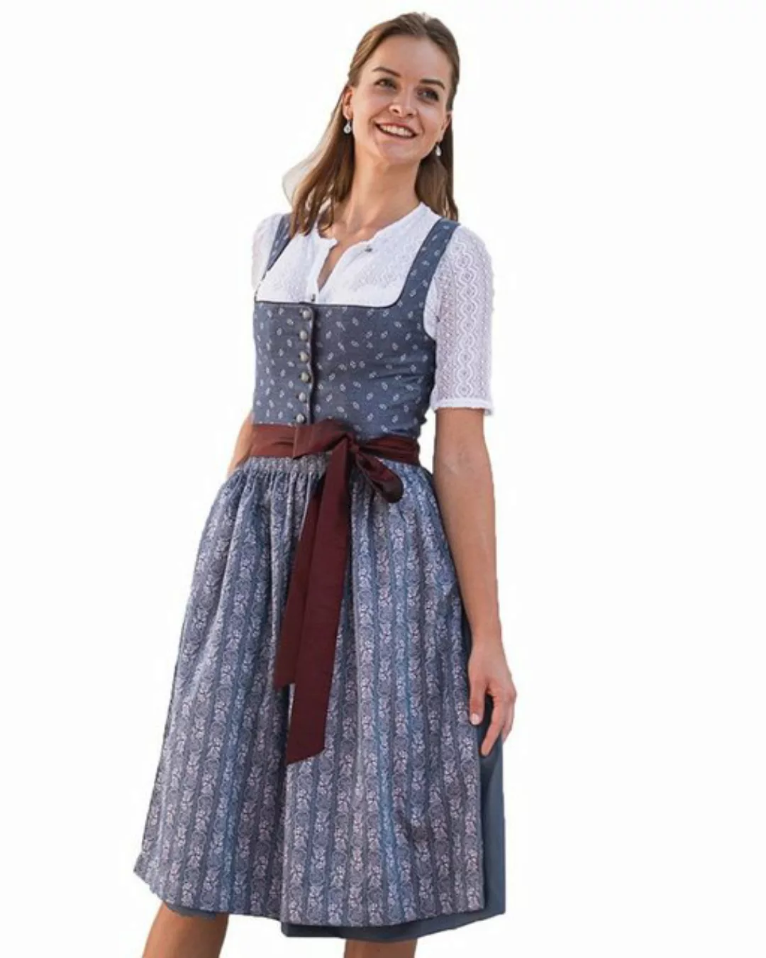 Trachten Deiser Dirndl Damen Kleid 'Beatrice' Traditionell, Blau - 70cm günstig online kaufen