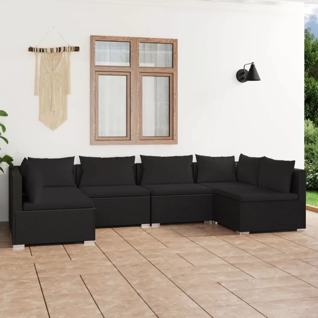 Vidaxl 6-tlg. Garten-lounge-set Mit Kissen Poly Rattan Schwarz günstig online kaufen