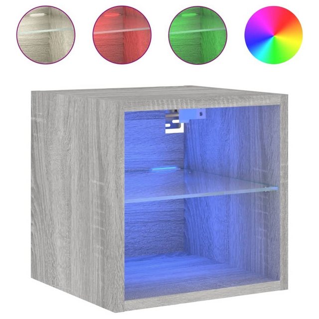 vidaXL Hängeschrank Hängeschrank Wandschrank mit LED Leuchten Grau Sonoma 3 günstig online kaufen