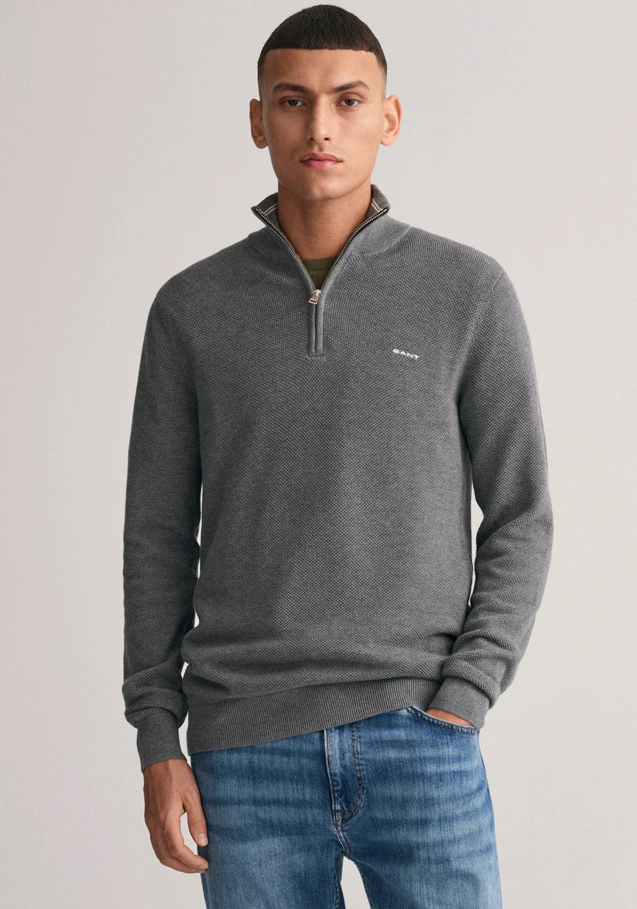 Gant Troyer COTTON PIQUE HALF ZIP mit Piqué-Struktur günstig online kaufen