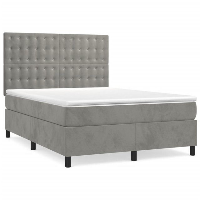 vidaXL Boxspringbett mit Matratze Hellgrau 140x190 cm Samt1399505 günstig online kaufen