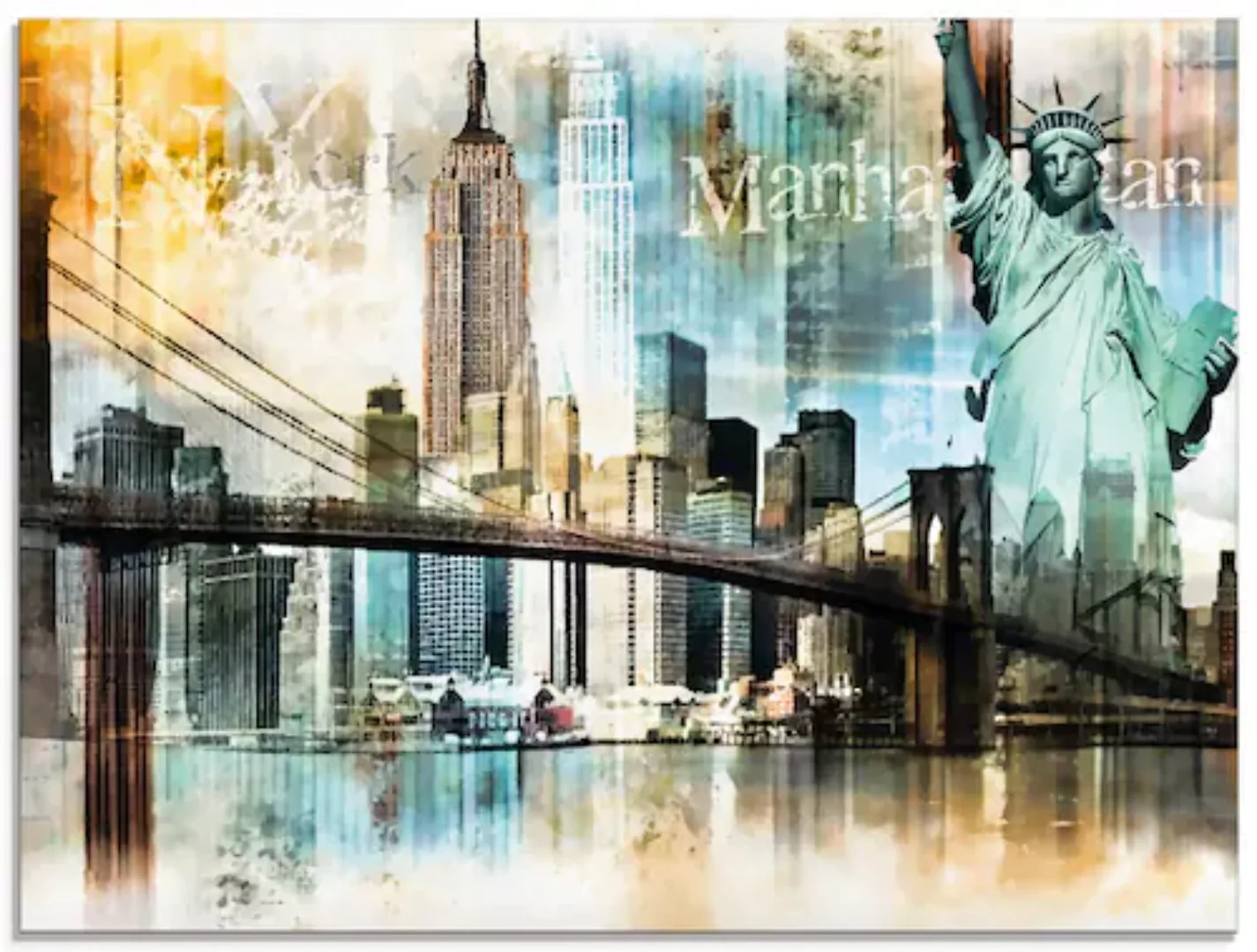 Artland Glasbild »New York Skyline Abstrakte Collage II«, Amerika, (1 St.) günstig online kaufen