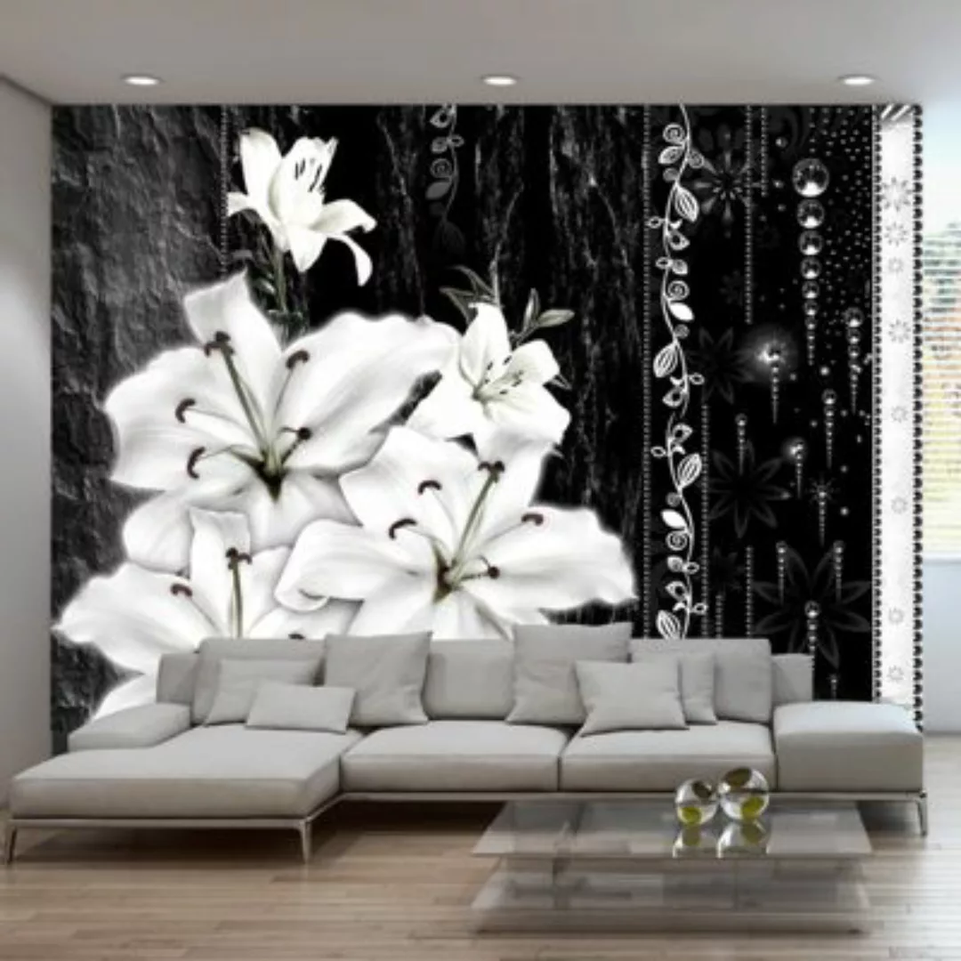 artgeist Fototapete Crying lilies schwarz/weiß Gr. 300 x 210 günstig online kaufen