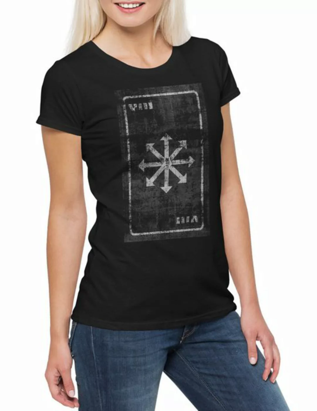 Urban Backwoods Print-Shirt Tarot Chaos Damen T-Shirt Tarot Karte Karten Ca günstig online kaufen