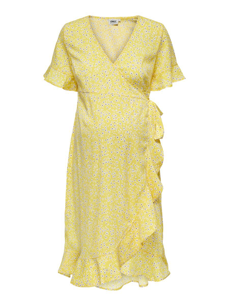 ONLY Mom Wickeleffekt Kleid Damen Gelb günstig online kaufen