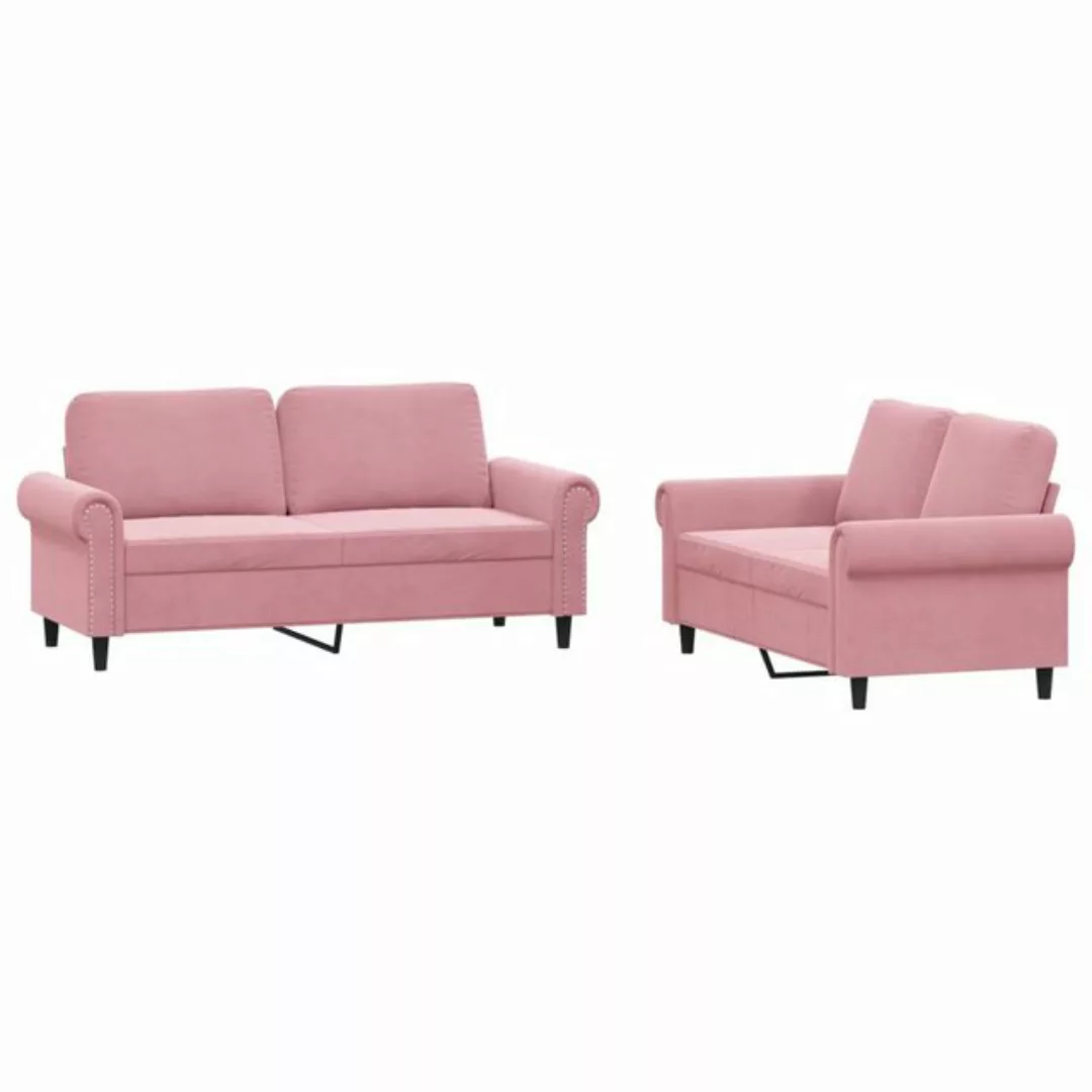 vidaXL Sofa 2-tlg. Sofagarnitur mit Kissen Rosa Samt günstig online kaufen