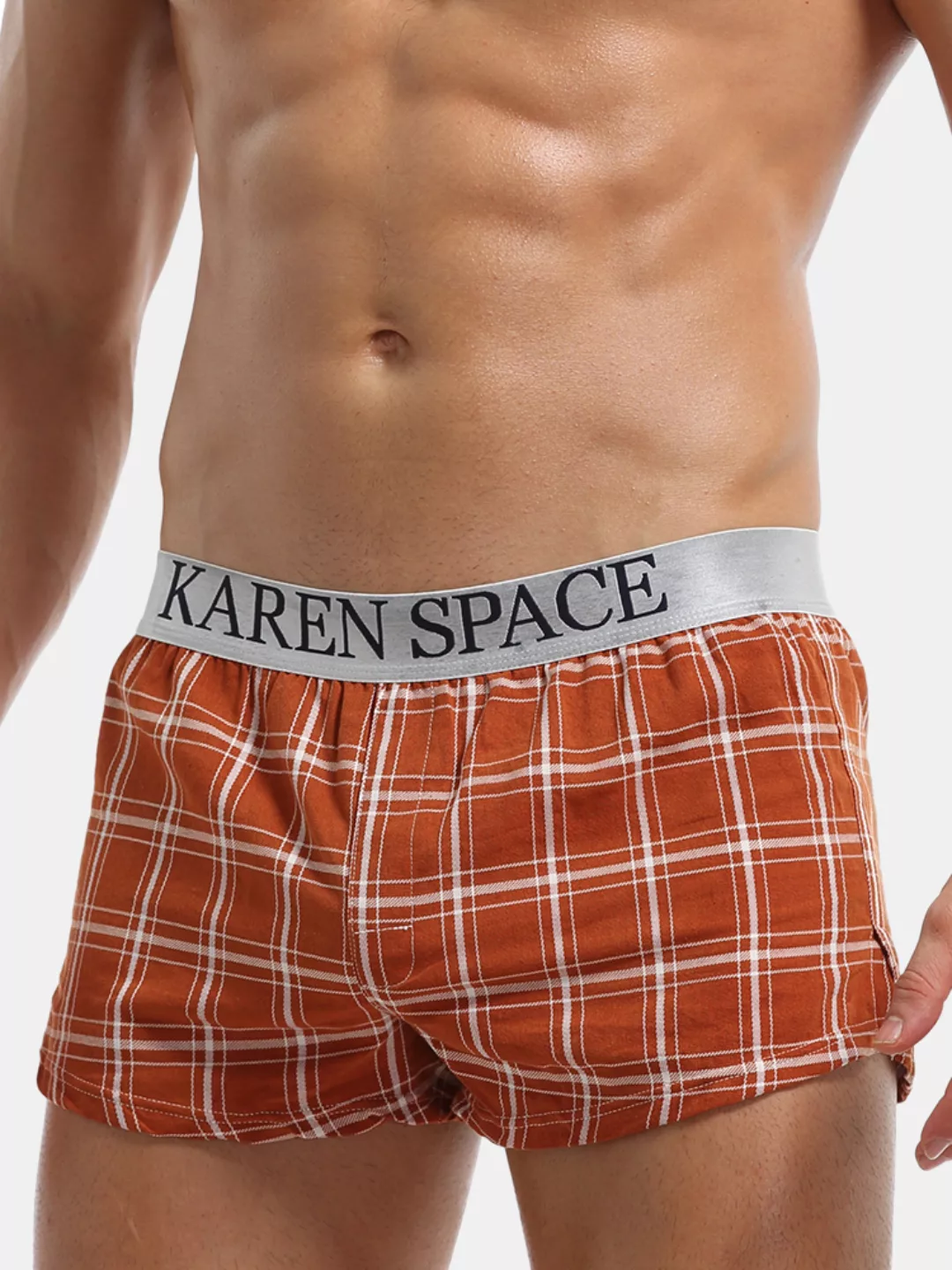 Männer Macaron Plaid Boxershorts Lose atmungsaktive Hipster Silber Taille U günstig online kaufen