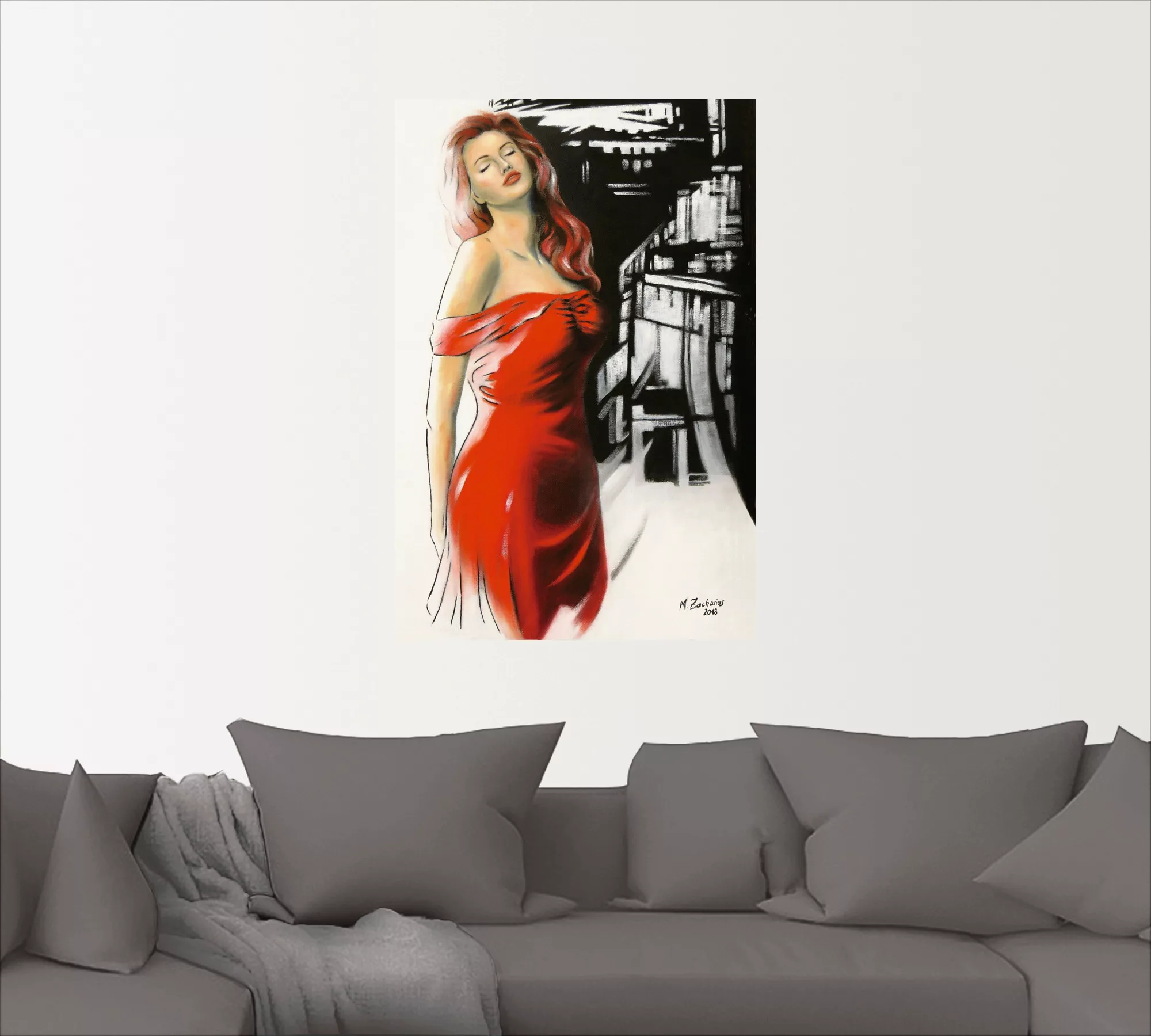 Artland Wandbild »Schönheit im roten Kleid«, Frau, (1 St.) günstig online kaufen