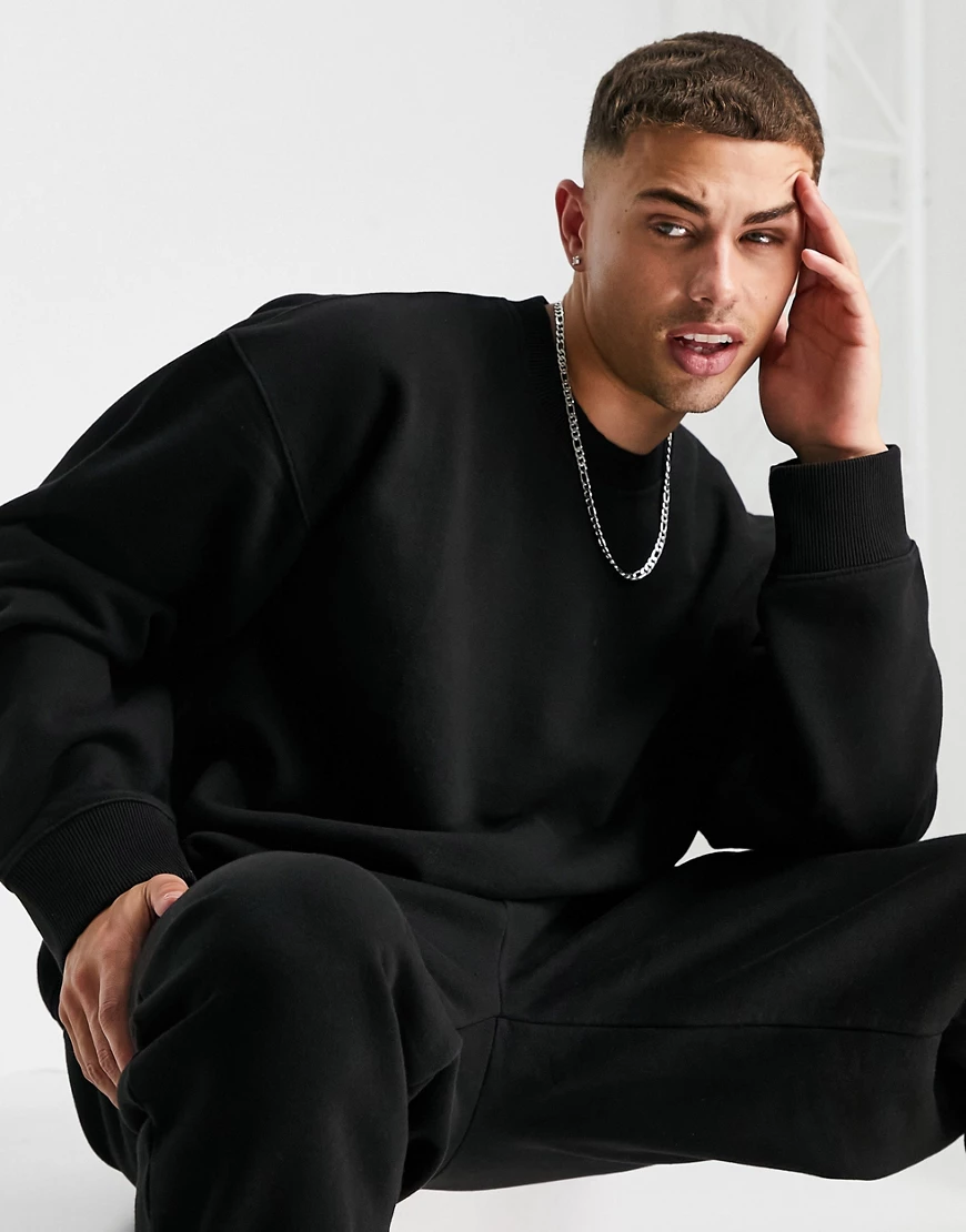 Topman – Oversize-Sweatshirt in Schwarz, Kombiteil günstig online kaufen