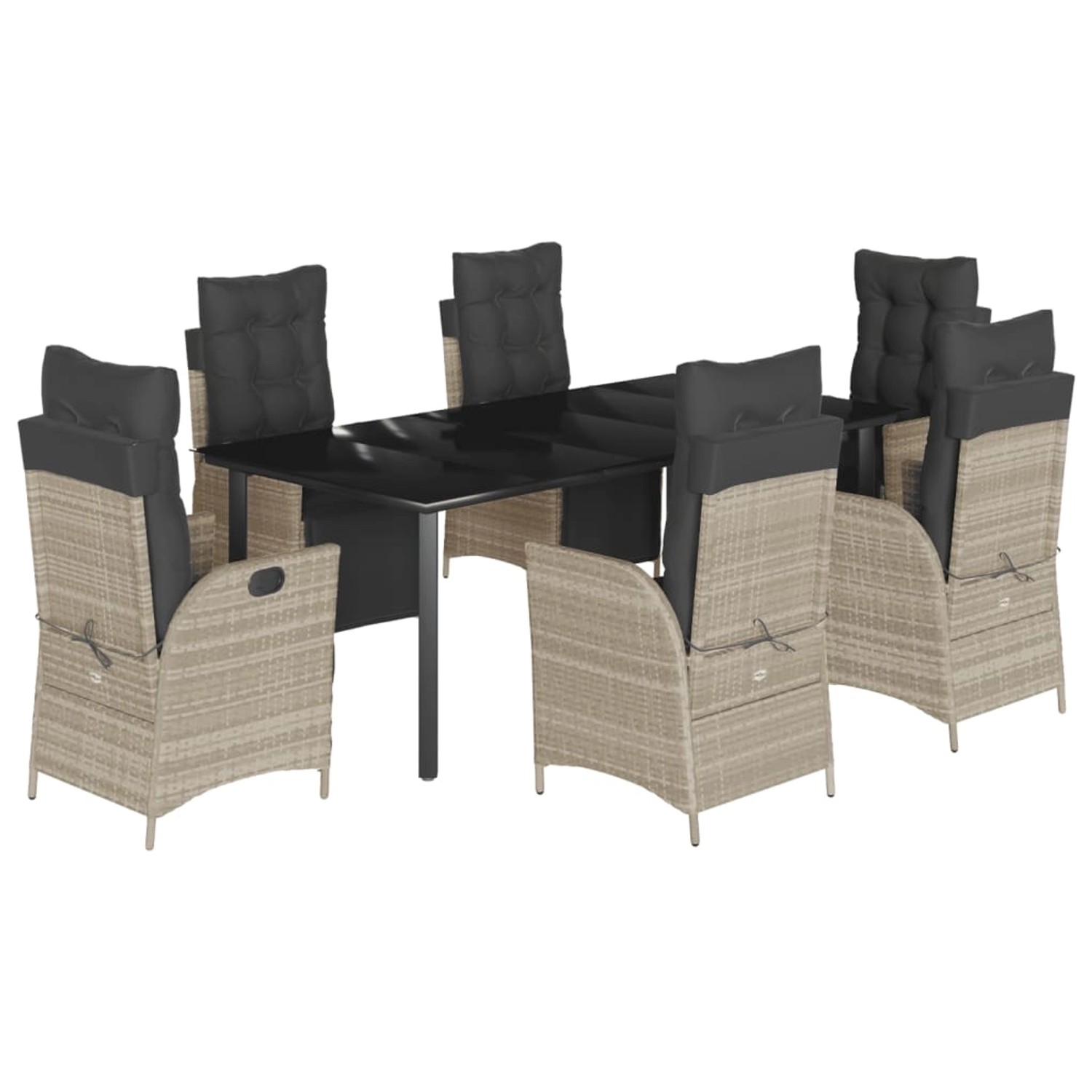 vidaXL 7-Tlg Garten-Essgruppe mit Kissen Hellgrau Poly Rattan 3213474 günstig online kaufen