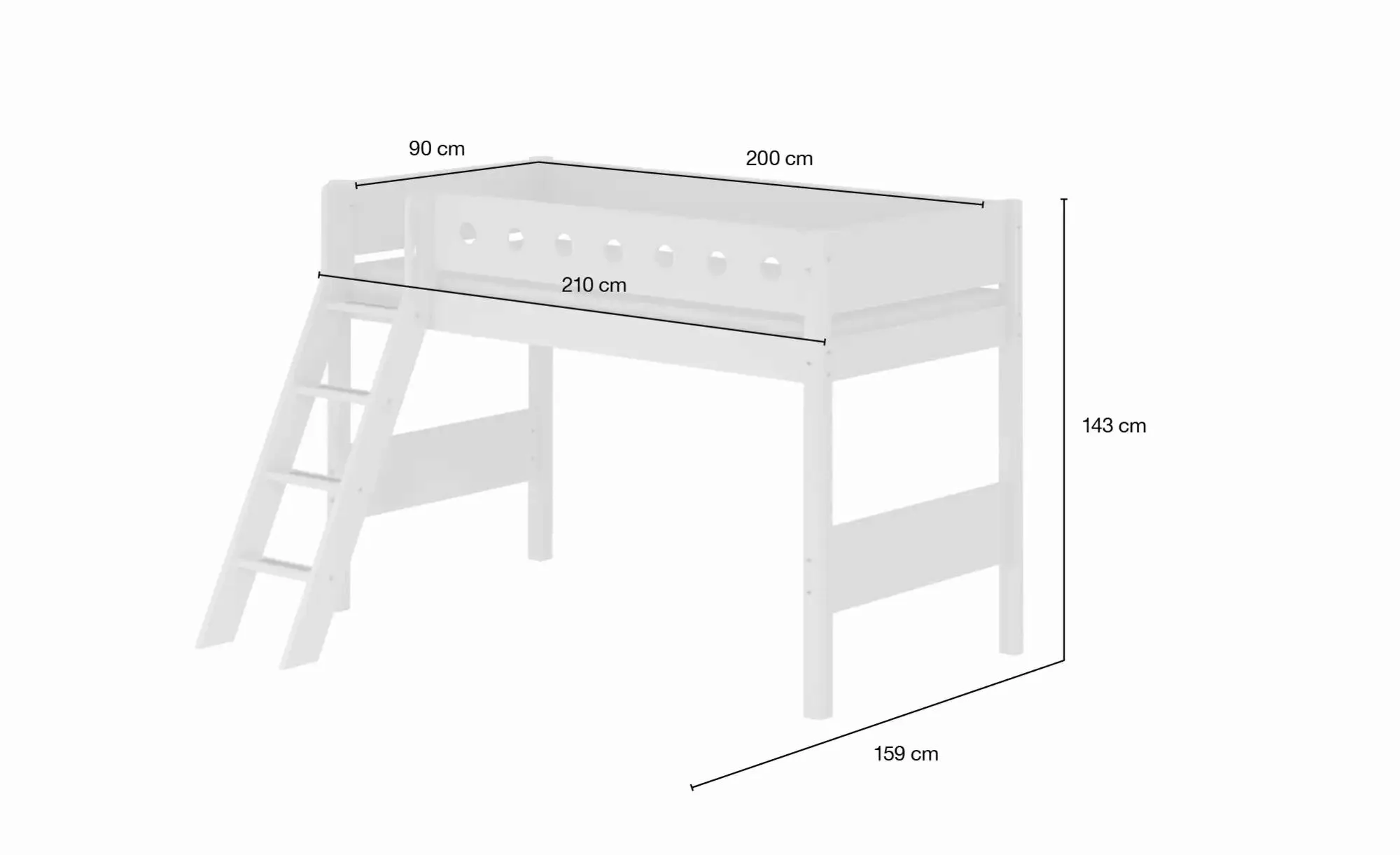 FLEXA Mittelhohes Bett  Flexa White ¦ weiß ¦ Maße (cm): B: 159 H: 143 Kinde günstig online kaufen