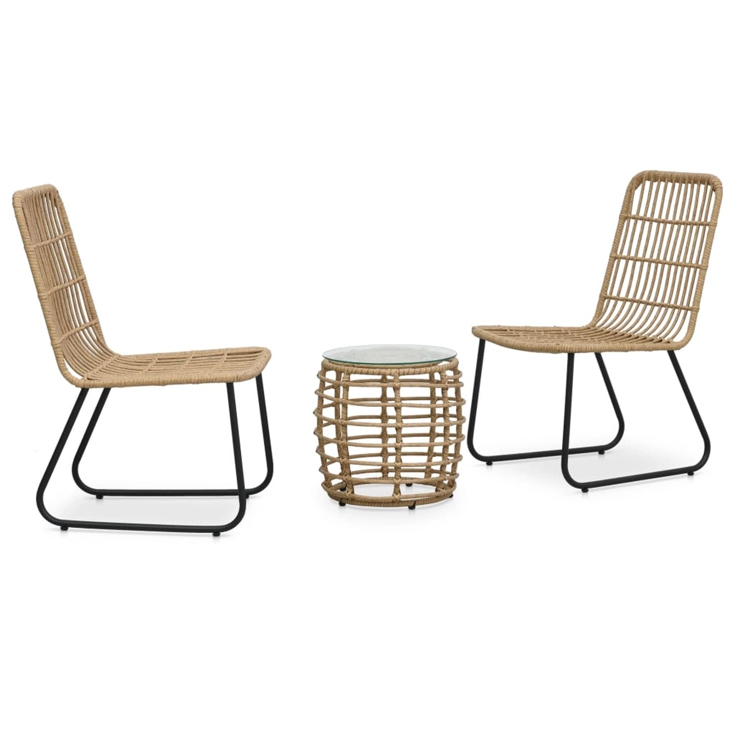 3-tlg. Bistro-set Poly Rattan Eiche günstig online kaufen