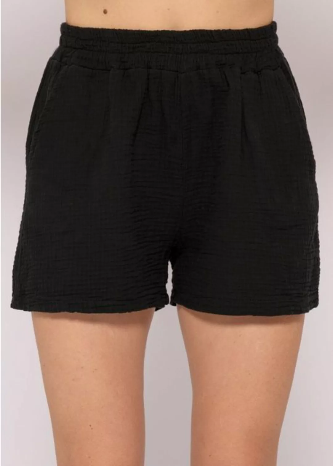 SASSYCLASSY Shorts Lockere Musselin Shorts mit Leo-Print High-Waist Baumwol günstig online kaufen