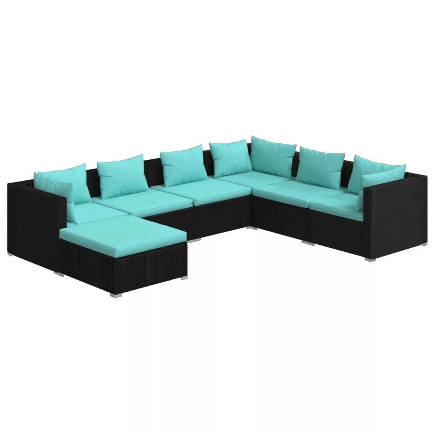 Vidaxl 7-tlg. Garten-lounge-set Mit Kissen Poly Rattan Schwarz günstig online kaufen