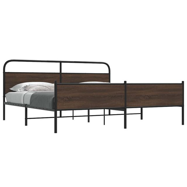 vidaXL Bett, Metallbett ohne Matratze Braun Eichen-Optik 200x200 cm günstig online kaufen